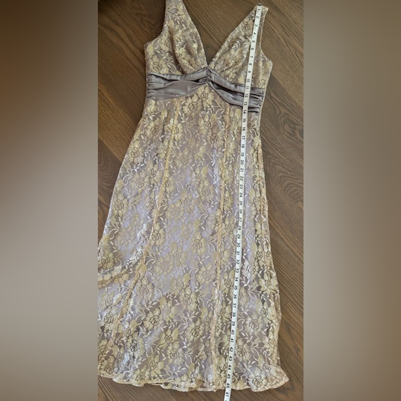 Gorgeous David's Bridal Metallic Gold Lace Overlay Dress - Picture 11 of 13